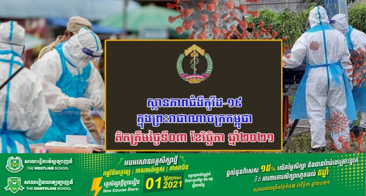 សរុបស្ថានភាពជំងឺកូវីដ-១៩ ក្នុងព្រះរាជាណាចក្រកម្ពុជា សម្រាប់ថ្ងៃទី០៣ ខែវិច្ឆិកា ឆ្នាំ២០២១៖