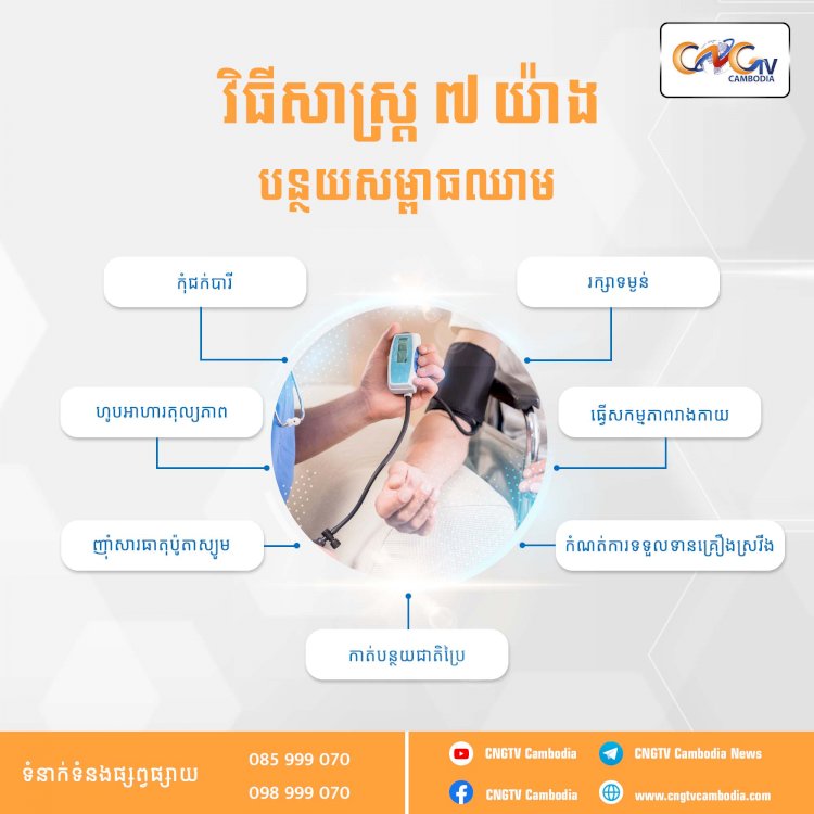 វិធីសាស្ត្រ៧យ៉ាងកាត់បន្ថយសម្ពាធឈាម