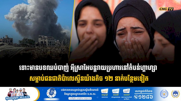 ទោះមានបទឈប់បាញ់ អុីស្រាអែបន្តវាយប្រហារនៅតំបន់ហ្គាហ្សា   សម្លាប់ជនជាតិប៉ាលេស្ទីនយ៉ាងតិច ១២ នាក់បន្ថែមទៀត